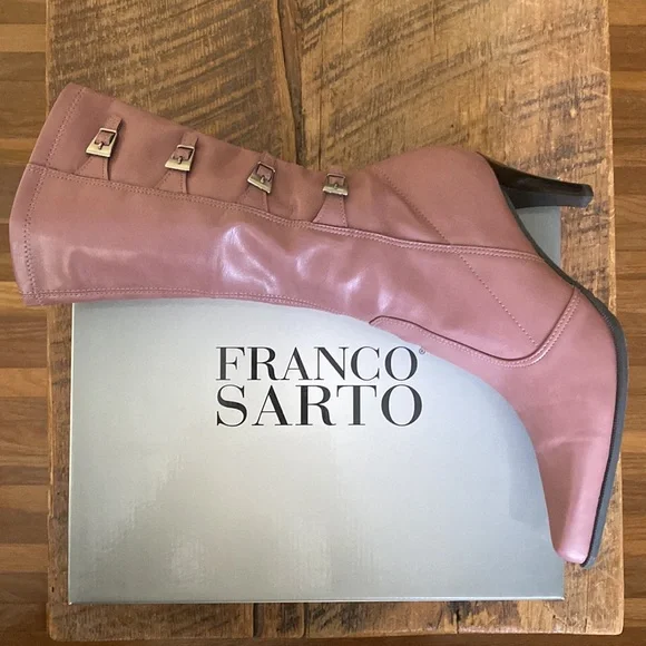 Franco Sarto Rosa Marmo Faux Leather Heeled Boots - Size 7 - Picture 8 of 16